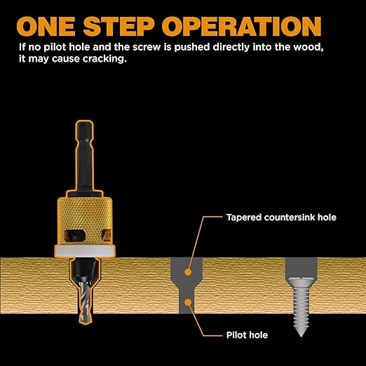 11/64"x1/2" Carbide Tipped Countersink Drill Bits with Low Friction Depth Stop, 1/4" Quick Change Hex Shank Countersink Drill with Replaceable HSS Pilot Drill Bit for Plastic, Woodworking