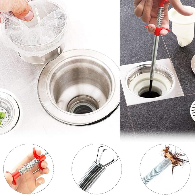 Drain Snake,61 inch Flexible Grabber Claw Pick Up Reacher Tool,Drain Clog Remover - Gutter Cleaning Tools for Home Sink, Bathroom Tub,Drain, Toilet, Tight Spaces