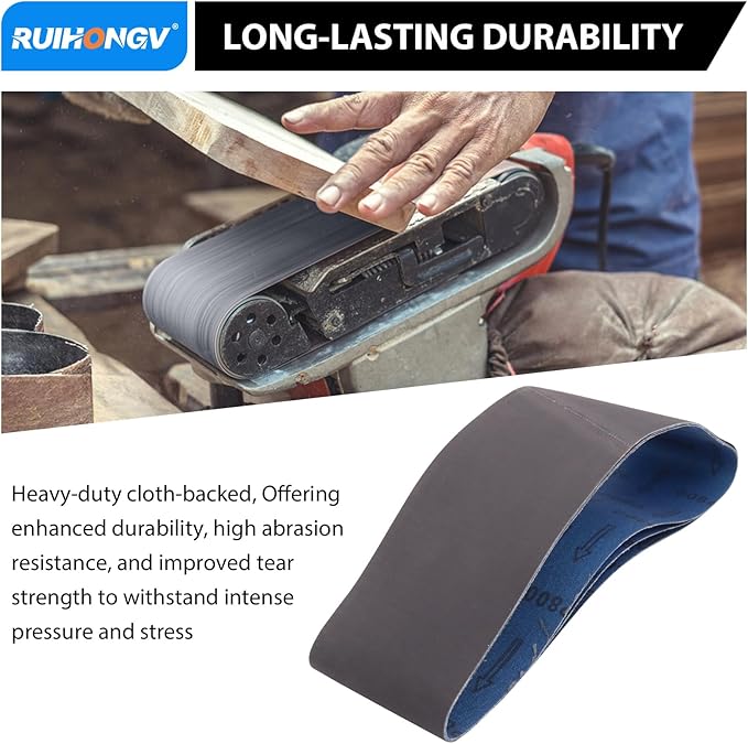 12 Pack 3 x 24 Inch Silicon Carbide Sanding Belts, 3 Each of 400 600 800 1000 Grit 3x24 Sanding Belts Medium Fine Grit Assortment, 3 x 24 Belt Sander Sanding Belts for Woodworking