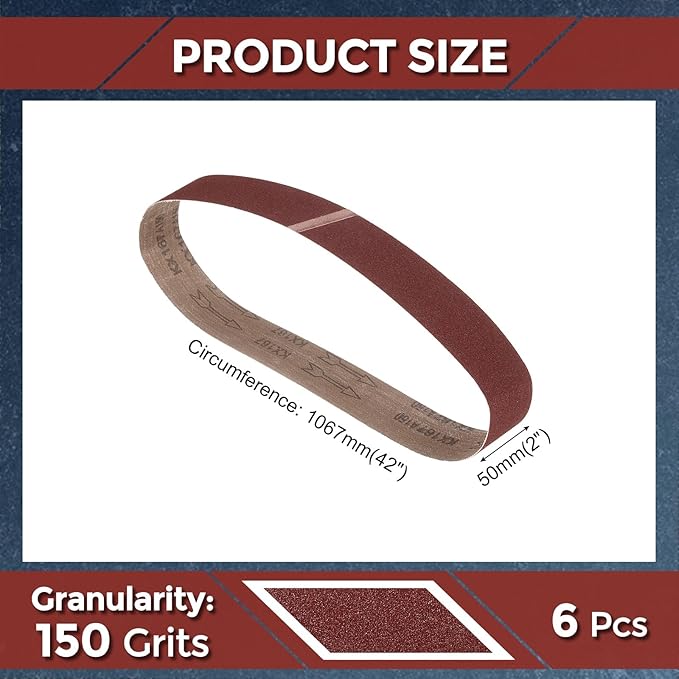 6 Pcs Sanding Belts 2 x 42 Inch 150 Grit Aluminum Oxide Abrasive Sandpaper for Belt Sander Metal Grinding Wood Working Weld Rust Removal