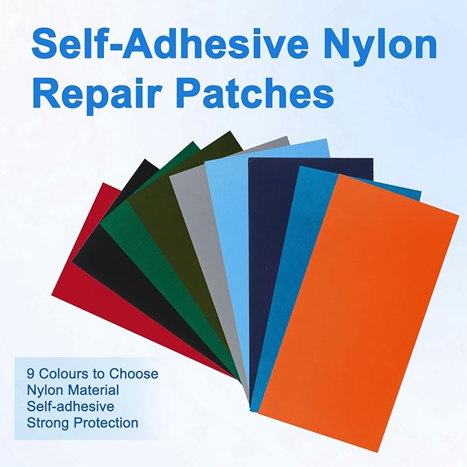 8PCS 7.8x3.9 inch Nylon Repair Patch Self-Adhesive Fabric Patch Down Jacket Repair Patches for Puffer Jackets Tenacious Tape Polyester Waterproof Lightweight Tent Repair Patch Kits for Clothes Bag