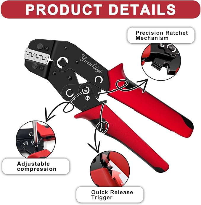 Terminal Crimping Tool and Multi-Purpose Wire Stripper Kit - Multiple jaw sizes, ratcheting design, Wire Crimper Tool - Ideal for mc4 crimping, wiring, repair electrical