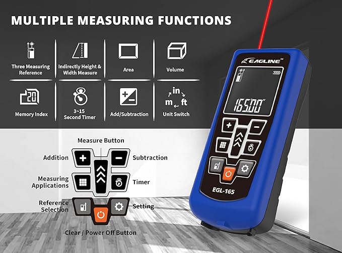 165 FT Range EAGLINE EGL165 Laser Distance Measure