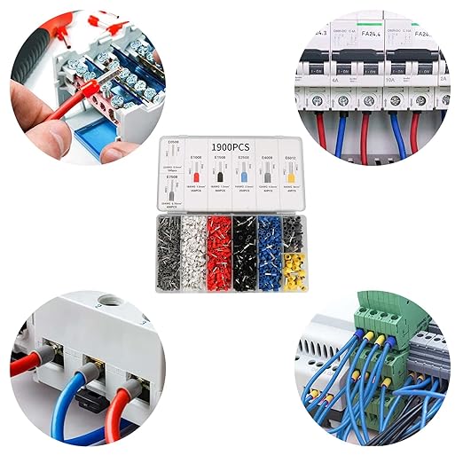 1200pcs Single and Dual Ferrules Terminal Set, AWG 6~22 Single-Line Barrel Ferrules and AWG10~22 Double Wire Ferrule Kit are Widely Applied in Electric, Electronic Industry, Equipment, Industrial,etc