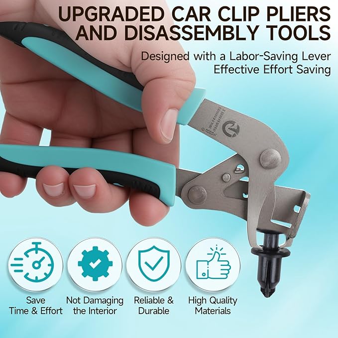 Car Clip Pliers and Disassembly Tools, Efficient Multi-Functional Automotive Snap Pliers, Easy to Remove Fasteners, Clips, Buckles, and Rivets, Ergonomic Design for Lightweight and easy to use