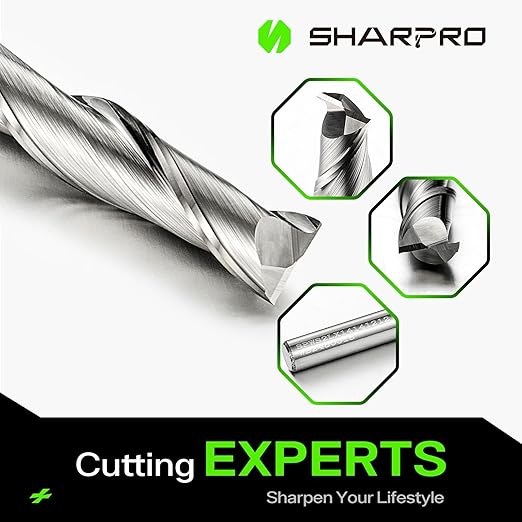 Spiral Upcut Router Bit 1/4 Inch Shank 1/4 Inch Cutting Dia. 1'' CL. Extra Long 2-1/2'' OVL. Solid Carbide Upcut CNC Bit, Ideal for Wood Engraving and Plunging Applications