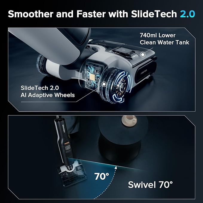 roborock F25 ACE Combo Wet Dry Vacuum Cleaner, 5-in-1 Cordless Stick Vacuum Mop, Smart Hard Floor Washer with 180° Lie-Flat, AI Assitant Wheels, Self Cleaning, 65 min Runtime, Whole House Cleaning