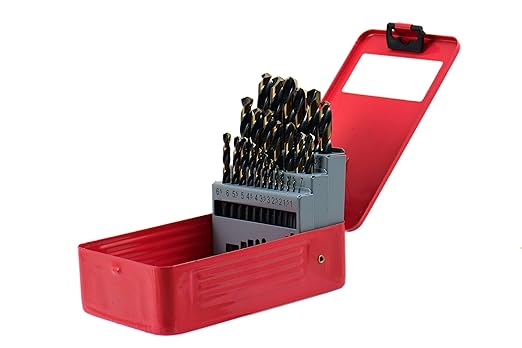 Shars 1mm to 13mm by 0.5mm 135° 25 Pcs HSS Heavy Duty Black & Gold Finish Jobber Drill Set 404-2936 P)