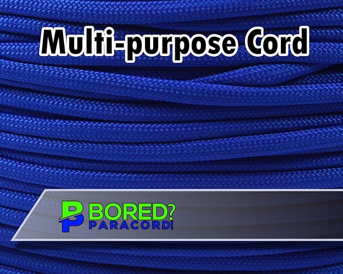 BORED? PARACORD! 550 lb Paracord - Ideal for Crafting, Camping, DIY Projects, Active & Military Outdoors - Strong Survival Rope - Tactical Parachute Cord Type III - Royal Blue 250 Feet