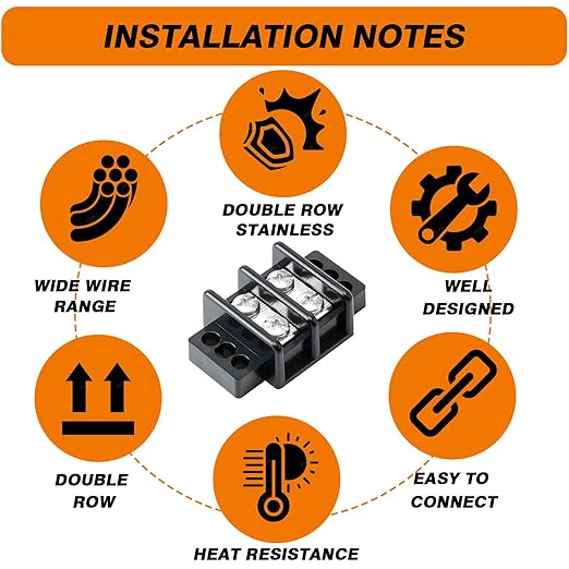 Terminal Blocks Double Row Stainless Steel 10-22 AWG Copper 600V/30A Rated 2-14 Poles Neat Circuit Solution 1 Pack TBD (2 Poles)