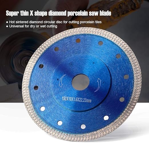 6 Inch with Arbor 7/8" Super Thin Diamond Tile Blade Porcelain Saw Blade for Cutting Porcelain Tile Granite Marbles (6")
