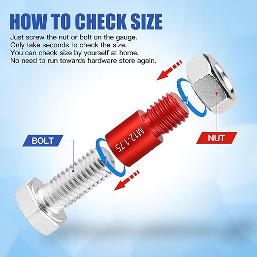 Nut and Bolt Thread Checker - 26 PCS Nut and Bolt Gauges Individually Housed in Case (14 Inch & 12 Metric) Specially Suitable for Size Check on Tricky and Narrow Area