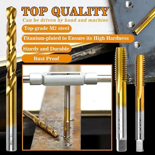 9/16"-18 UNF Tap and 33/64" Drill Bit Kit, M2 HSS Drill and Tap Set, Combination of Drill and Tap Kit for Metal