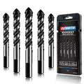 5-Piece 9/16“ Masonry Drill Bits for Tile Glass Ceramic Wall Brick Stone Soft-Metal Wood,9/16 Inch Concrete Drill Bits Cement Drill Bit Set, 3-Flat Shank, YG8 Carbide Tungsten Steel Alloy Tip 14mm