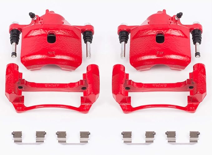 Power Stop Front S2090 Pair of High-Temp Red Powder Coated Calipers For Honda Accord 1998-2002 [Model Specific]