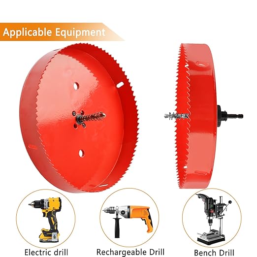 Hole Saw Heavy Duty bit Hex Shank,Hole Saw HSS with Arbor Bi-Metal & Heavy Duty Hole Saw Cutter for Wood Corn Hole Boards Plastic Drywall (φ200)