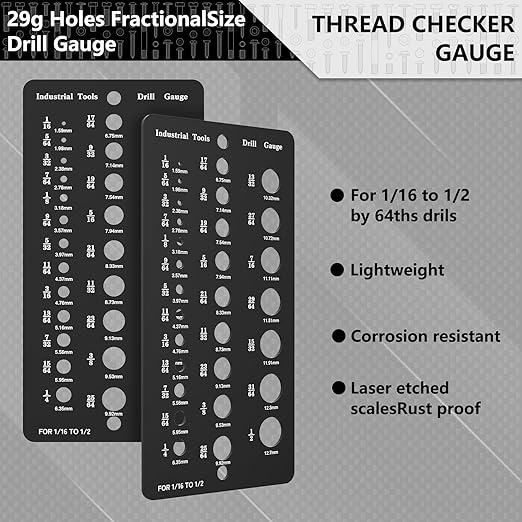 Thread Checker 2 PCS, Nut and Bolt Thread Checker, Aluminum Bolt Size and Thread Gauge, Bolt Size Finder, Wall Mountable or Flat Bolt Thread Identifier with Inch and Centimeter Scale