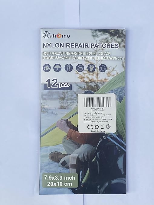 7.9x3.9 inch 12 PCS Nylon Repair Patch Nylon Repair Tape Self Adhesive Fabric Tapes Outdoor Camping Gear Fabric kit for Tent, Umbrella, Down Jackets, Sleeping Bag, Knapsack（Red）