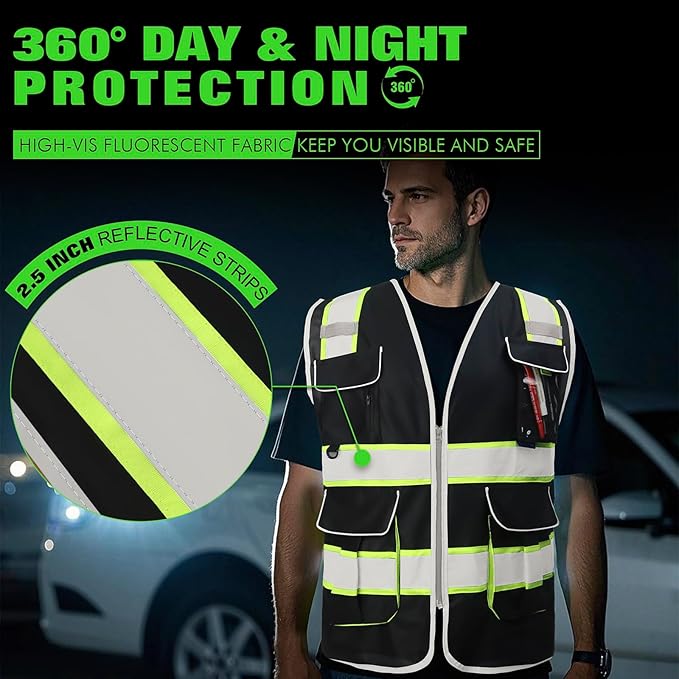 BeautyWill Custom Logo 10/20 Pack Safety Vest Class2 High Visibility Vest with Pockets Breathable Construction Vest Bulk