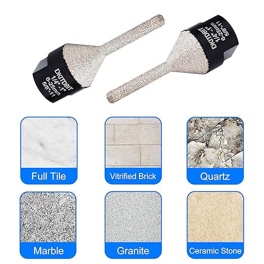 Tile Milling Chamfer Bit 1/4" - 1", Diamond Finger Sander Countersink Drill Bit, to Enlarge Bevel Edges & Holes in Porcelain Ceramic Granite Tiles, fit 5/8-11 Thread Angle Grinders, 6-25mm