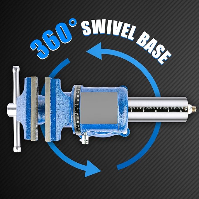 6-Inch Heavy Duty Bench Vise Ductile Iron Bench Vise 360° Multi-Purpose Bench Vice with Anvil, Clamp force 8800lbs, Blue