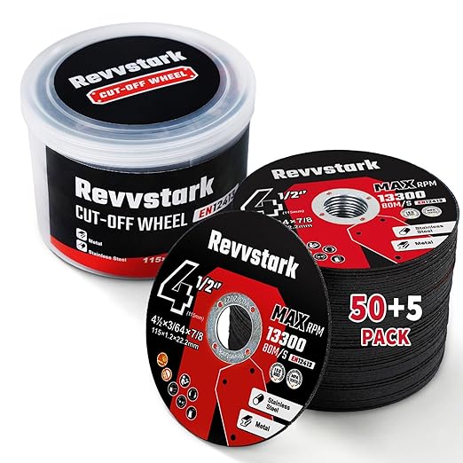 Cut Off Wheels 55 Pack, 4 1/2 Inch Cut-Off Wheel, 4.5" x .045" x 7/8" Metal & Stainless Steel Cutting Wheel for Angle Grinder, Ultra Thin Cutting Discs (4-1/2 x .045 x 7/8 inch Grinder Wheel)