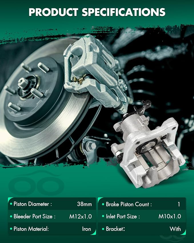 SCITOO Rear Right Brake Caliper With Bracket 19B6651 Compatible For Audi For A3 2010-2013,For Volkswagen For Type 1 2013-2019,For Volkswagen For Golf 2011,For Volkswagen For Jetta 2012-2018