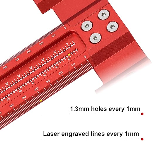 Woodworking Scriber T-Square Ruler 600mm with Thoughtful Support Lips, Architect Ruler for Carpenter Work, Layout and Measuring Tools