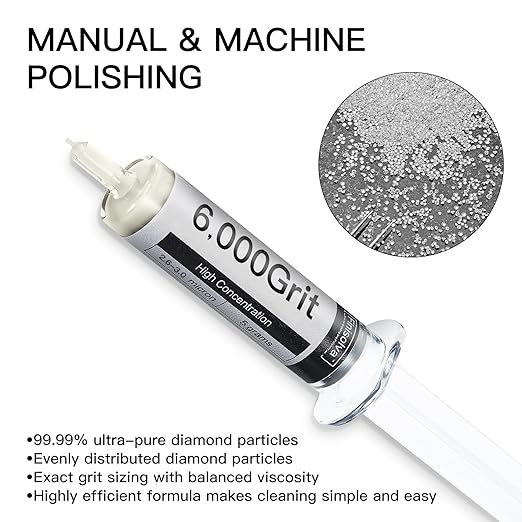 Diamond Polishing Compound Lapping Compound 6,000 Grit 2.6-3 Microns with 30% Concentration of Diamond Powders Diamond Stropping Paste for Glass Marble Metal Resin Rock Jewelry Watch etc.
