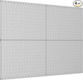 TORACK 4Pcs 12"x16" Metal Pegboard Panels for Garage, Workbench, Shop, Shed Tool Organizer Peg Board with 1/8" & 1/4" Holes, Modular Wall-Mounted Pegboard for Pegboard Hooks (Grey)