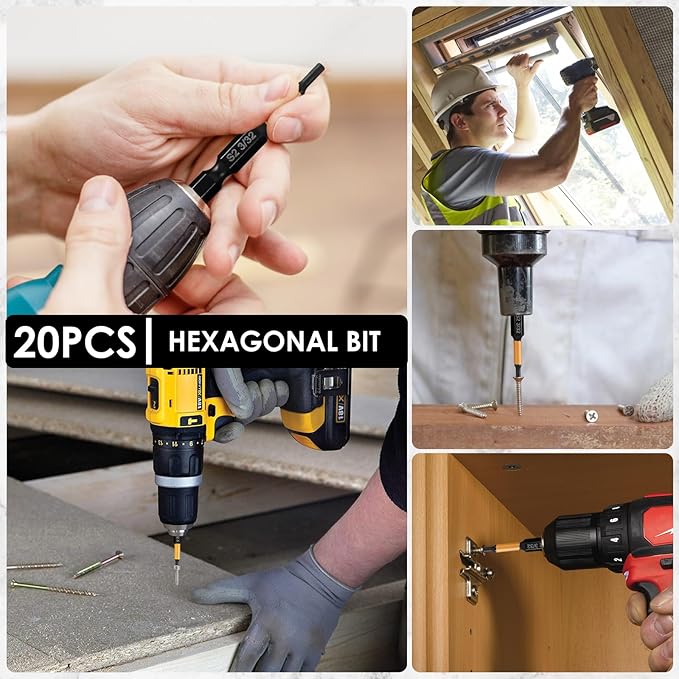 40Pcs Impact Hex Head Allen Wrench Drill Bit Set S2 Alloy Magnetic 1/4inch Quick Release Shank Screw Driver Drill Bit for Home Repair