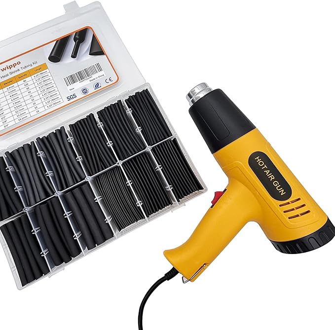 355pcs Heat Shrink Tubing Kit with 1000W Heat Gun - 3:1 Shrink- Electrical Waterproof Industrial Heat Shrink Tubing Terminals- Marine Grade Wire Connector Shrink Wrap Tube - 3.15" Length