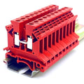 Erayco UK2.5N-BR DIN Rail Terminal Block, Screw Clamp, 600V 20A 24-12AWG, Pack of 100 (Bright Red)