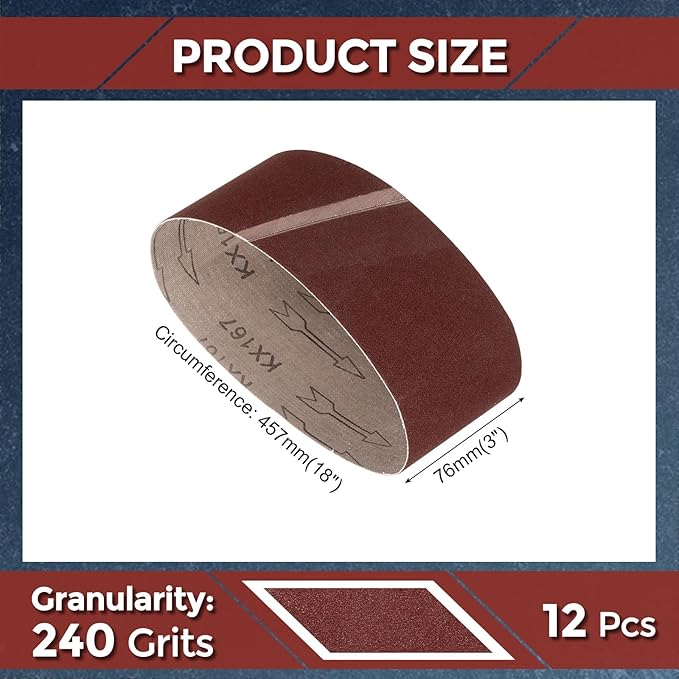 10 Pcs Sanding Belts 3 x 18 Inch 240 Grit Aluminum Oxide Abrasive Sandpaper for Belt Sander Metal Grinding Wood Working Weld Rust Removal
