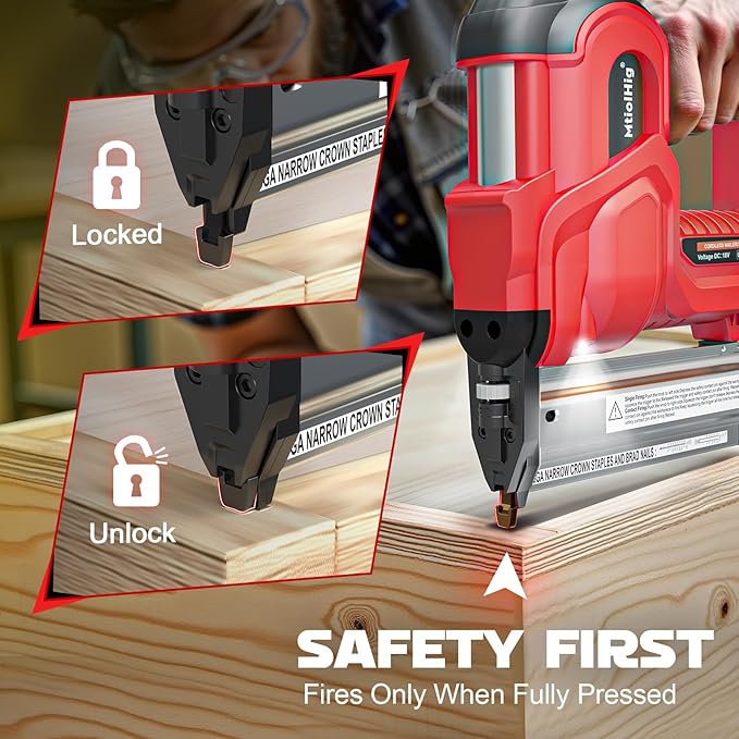 Cordless 2" Brad Nailer Compatible with Milwaukee Battery(No Battery), 2-in-1 Electric Nail Gun/Staple Gun, 18 Gauge Nail Gun Battery Powered with 1000 Nails for Wood Carpentry