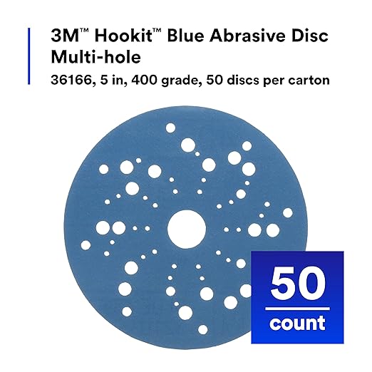 3M Hookit Blue Abrasive Ceramic Aluminum Oxide Hook & Loop Disc - 5 in Diameter Multi-Hole Vacuum Holes - 36166 [PRICE is per BOX]