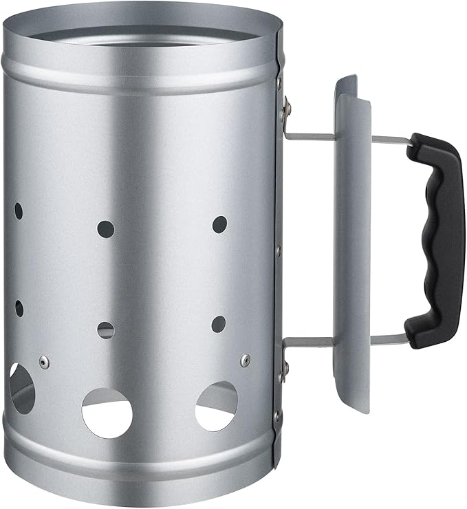VEVOR Charcoal Chimney Starter, 4 lbs Large Capacity Coal Fireplace, Heavy Duty BBQ Steel Chimney Starter for Charcoal Grill and Barbecues, Compact On-The-Go Carbon Lighter and BBQ Grill Tool, Silver
