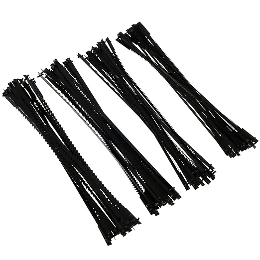 80Pcs Scroll Saw Blade Pin End 5inch Sturdy Carbon Steel Scroll Saw Blade Durable Cutting Pinned Scroll Saw Blades Set TPI 10/15/18/24 Replacement for Cutting Wood Plastic Metal US(80PCS)