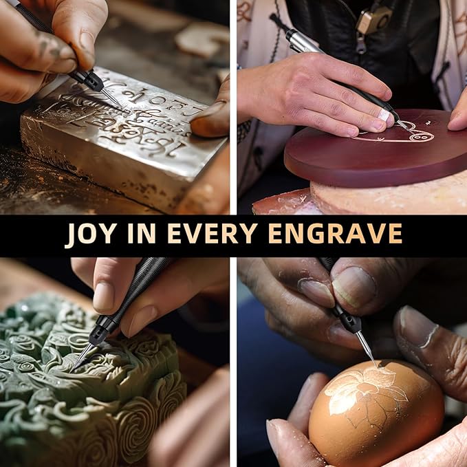 Engraver Pen, HARDELL Engraving Pen USB Rechargable with Premium Bits, Cordless Engraving Tool Portable, Micro DIY Engraving Tool Kit for Glass Stone Wood Metal Plastic Jewelry