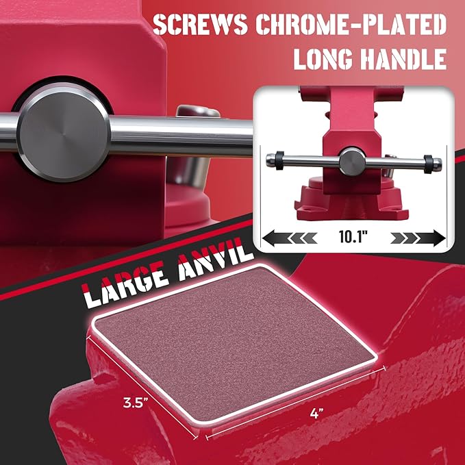 Bench Vise 8-Inch Heavy Duty Vise 210° Swivel Base, Multi-Purpose Vise with Large Anvil for Industrial, Home (8" Jaw Width)