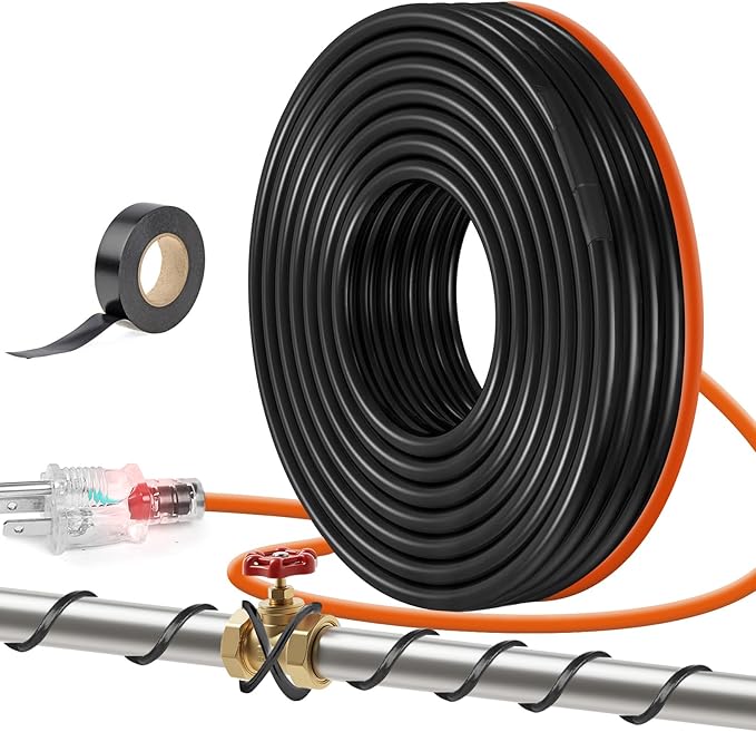 5W/FT 120V Pipe Heat Tape 50FT (3FT-200FT) - Freeze Protection Heating Cable for Metal/Plastic Water Pipes, Maintains Flow at -40°F