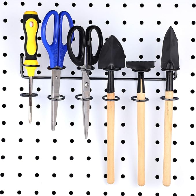 Ripeng Pegboard Screwdriver Holders Peg Board Organizer Accessories Multi Ring Tool Holders Six Tool Organizer Racks for Pegboard, Pliers(Black,4 Pieces)