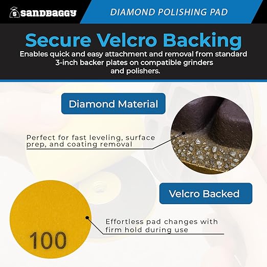 Sandbaggy 3" Metal Bond Diamond Polishing Pad - 100 Grit (8mm Thick) (80, 3-inch)