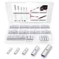 Kuject 200PCS Non Insulated Butt Connectors Kit, Uninsulated Wiring Crimps Terminals for AWG 22-16, 16-14, 12-10, 8, 6, Tinned Pure Copper Wire Butt Splice Connectors for Electrical DIY