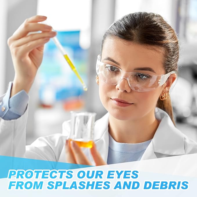 WFEANG Safety Glasses - Clear Protective Eyewear with ANSI Z87.1, Scratch and Impact Resistant, Eye Protection Glasses for Work, Lab, Construction (Pack of 50 Clear)
