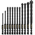 Concrete Drill Bit Set 12PCS - Masonry Drill Bit, Professional Masonry Drill Bit Set for Concrete/Glass/Brick/Cement/Tile/Wood/Etc, Industrial Strength Carbide Drill Bits Tip, 5/32"-1/2" by TITGGI