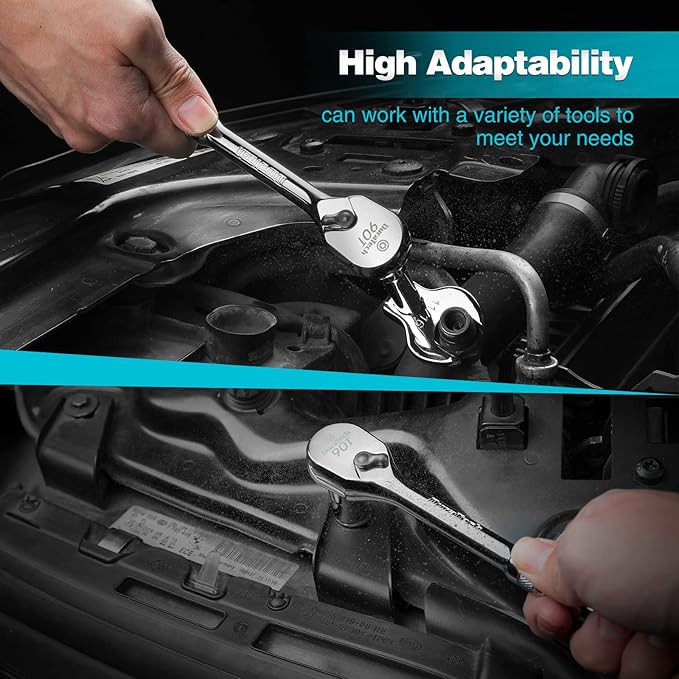 DURATECH 3-Piece Ratchet Set, 1/4", 3/8", 1/2" Drive Ratchets, Dirt Resistance 90-Tooth Ratchet Wrench, Chrome Alloy Made, Fully Polished, Organized in Storage Case