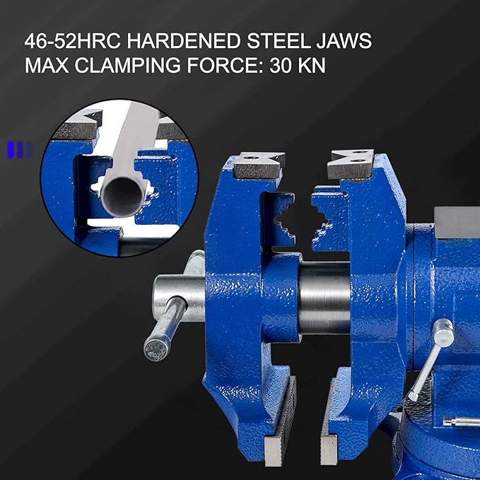 VEVOR Bench Vise 6 Inch, Double Swivel Rotating Heavy Duty Vise Head/Body Rotates 360°,Pipe Vise Bench Vices 30Kn Clamping Force,for Clamping Fixing Equipment Home or Industrial Use
