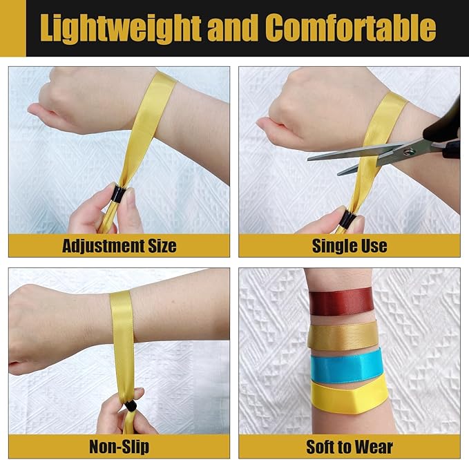 100 Pcs Cloth Event Wristband, Disposable Wristbands for Events, Colored Wristbands Events,for Lightweight Concert,Club Entrance Wrist Strap Party Wristband Event (Color : ASSORTED COLOR)