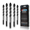 5-Piece 3/8“ Masonry Drill Bits for Tile Glass Ceramic Wall Brick Stone Soft-Metal Wood, 3/8 Inch Concrete Drill Bits Cement Drill Bit Set, 3-Flat Shank, YG8 Carbide Tungsten Steel Alloy Tip 10mm